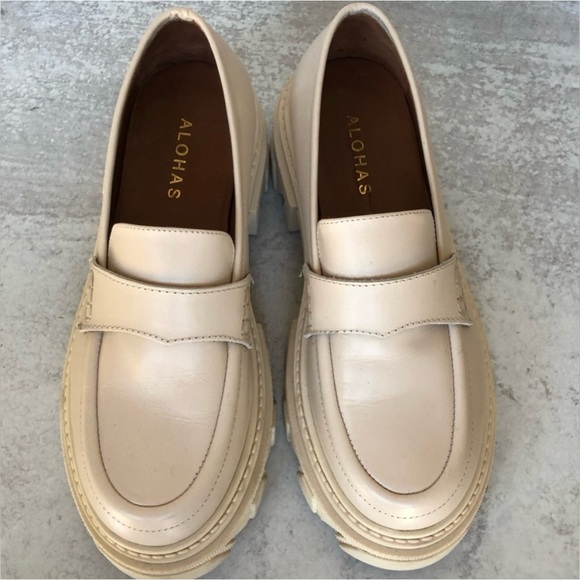 Alohas Trailblazer Platform Loafers - Cream Leather, 37 - Picture 10 of 12